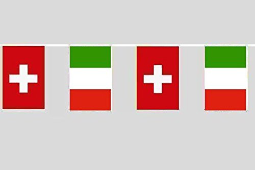 U24 Flaggenkette Schweiz - Italien 6,20 m Fahne Flagge Fahnenkette Freundschaft