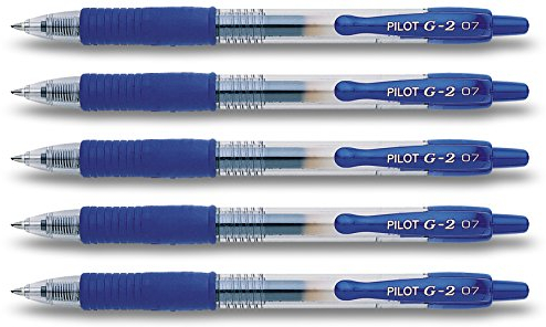 Pilot Gelschreiber G2 07, mittlere Spitze, Blau, 5 Stück