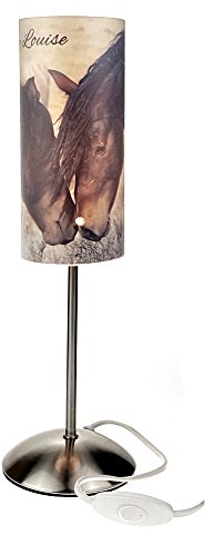 CreaDesign TI-1116 Pferde Nachttischlampe Kinderzimmer mit Namen, Kinder Tischlampe/Schlummerlicht mit Schalter für Steckdose, E14, 38 cm hoch