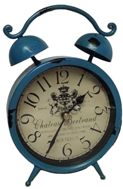 GMMH Tischuhr Nostalgie Antik Vintage Retro Metall Standuhr Dekowecker Uhr in Wecker Design (blau 54-8)