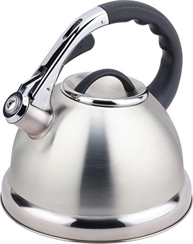 Buckingham 30814 Stove-Top Induction Stainless Steel Whistling Kettle 3.5 LTR. Satin Finish with Soft Touch Black Easy Grip Handle, 3.5 liters