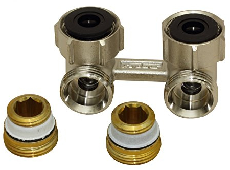 Simplex Zweirohr Hahnblock E1/50 Exclusiv, Eckform, absperrbar, mit 1/2 IG F10012