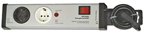 Europart 305320 Kombi-Sicherungs-Schutz Energieverteiler Doppelsteckdose Stromleiste 2fach-Steckdose Strom Anschluss speziell für Waschmaschine und Wäschetrockner