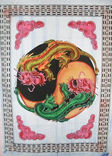 Traditionelle Jaipur Chinesische Drache, Indian Poster Wall Decor, Hippie Tapisserie, Bohemian Wand aufhängen, Gypsy Wohnheim Zimmer Dekorationen