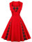 AXOE Robe Femme Vintage Années 50 en Coton Extensible Robe de Cocktail Chic et Élégante Mariage, Soirée, Guinguette Carreaux Rouge, Taill 48, 3XL