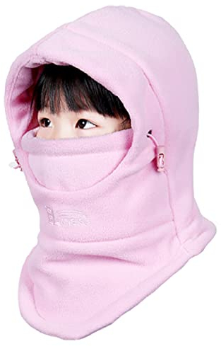 Azarxis Cagoule Enfant Cache Cou Bonnet Enfant Chapeau Ski Écharpe Hiver Balaclava Chaude Tour de Cou Cache Oreilles pour Garçon Fille Sport (FR/ES, Alpha/Lettres, Taille Unique, Rose)