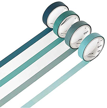 Yubbaex - Nastro Washi a colori naturali, per album di ritagli, per diari di proiettili, decorazioni artigianali, confezioni regalo, scrapbooking (1-verde)