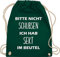 Turnbeutel Rucksack - Sportbeutel bedruckt Geschenk - Bitte nicht schubsen ich hab Sekt im Beutel - Unisize - Dunkelgrün - sektgeschenke für frauen festival-bag festival sprüche stoffbeutel
