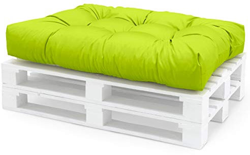 Spatium Palettenkissen Set abnehmbar Bezug wasserdicht gesteppt Palettenauflage Palettenpolster Palettensofa Palettenmöbel Apfelgrün Sitzkissen 120x60x15