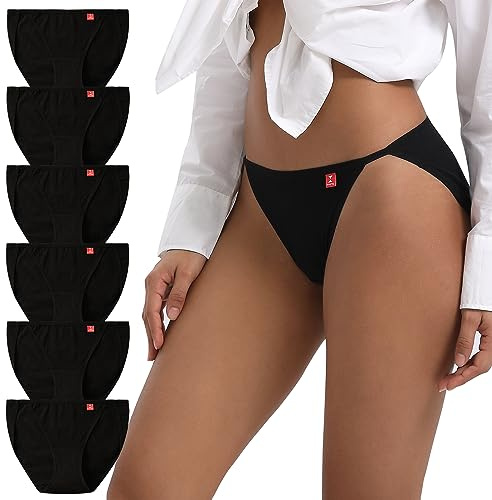INNERSY Unterhosen Damen Baumwolle Slip Sport Hipster Unterwäsche 6er Pack | Hohes Bein Schlüpfer, Volle Rückenabdeckung, Weiche Bikini Slips, Hoher Beinausschnitt Damenslip, Damenschlüpfer Bequem