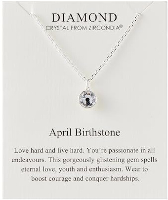 Philip Jones April (Diamond) Birthstone Necklace Created with Zircondia® Crystals