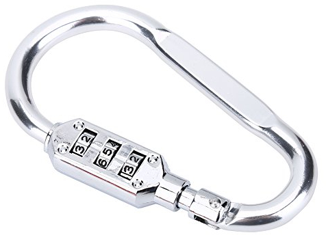 Karabinerverschluss, D-Ring Kettenclip Haken Reisetasche Gepäck Sicherheit Zahlenschloss Karabinerverschluss Vorhängeschloss(Silber)