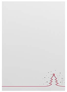 Weihnachtsbriefpapier | Rotes Tannenbäumchen | 50 Blatt weihnachtliches Motivpapier DIN A4