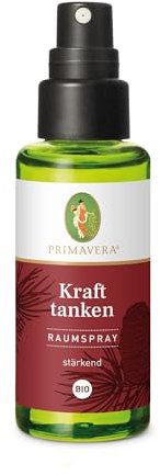 PRIMAVERA Raumspray Kraft tanken bio 2 x 50 ml - Zeder, Kardamom und Bergamotte - Aromadiffuser, Aromatherapie - stärkend - vegan
