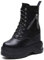 Stivali in Pelle da Donna Stivali Invernali Impermeabili con Plateau Alto Caldo Stivaletti con Zeppa con Tacco nascosti da Donna