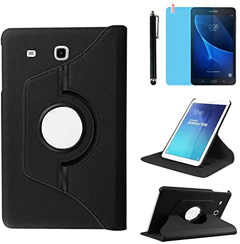 Case for Samsung Galaxy Tab E 8.0 inch 2016 Tablet (SM-T375 T377 T378),360 Degree Rotating Stand Case Full Protective Cover,with Stylus Pen,Screen Film (Black)