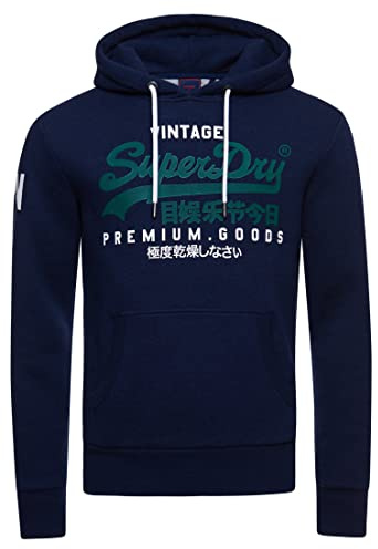 Superdry Herren Vintage Logo Hoodie aus Bio-Baumwolle Mitternachtsblau Gesprenkelt L