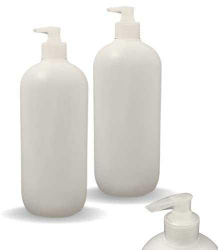 1 Litre Empty Refillable Plastic Bottle with Pump Lock Dispenser for Oils + Gels + Lotions - 1L HDPE Food Grade Plastic + Leak Proof + Lightweight + Durable + Refillable for Massage + Salons (Single)
