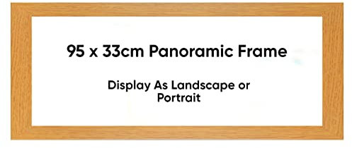 Modern Panoramic 95x33cm Frame - Oak Picture Frames In Multiple Colours & Sizes With Safe Perspex Front & Wall Mounting (95 x 35 CM (37.4'' x 12.9''))