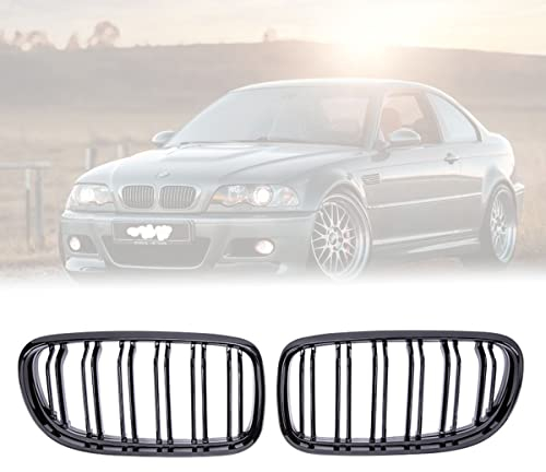 Front Nieren Kühlergrill Gitter, 1 Pair Schwarz Glanz Kühler Front Doppel Rippen Grill Ersatz für BMW 3 Series E90 E91 2009-2012