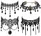JewelryWe Schmuck 4 PCS Choker Halsband Halskette Set Schwarz Samt Stretch Vintage Gothic Quasten Tattoo Spitze Collar Choker Halsketten Ketten für Halloween Party Cosplay Damen Mädchen Geschenk