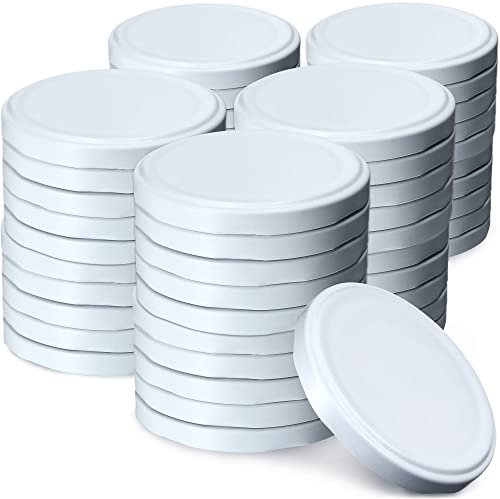 KADAX Lot de 50 couvercles à vis fi89 mm en métal To89 pour bocaux de 1700 ml, couvercles torsadés avec 6 dents à clipser, couvercles (blanc), (K4883)