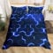 Homewish Honeycomb Comforter Cover Neon Light Geometric Bedding Set Single For Kids Boys Teens,Geometry Hexagonal Duvet Cover Soft Microfiber Quilt Cover Zipper 1 Pillow Case Blue Black Room Decor