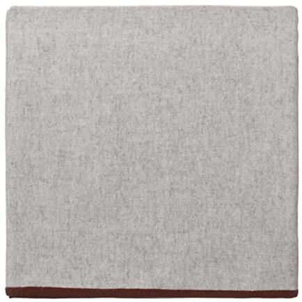 URBANARA 130x170 cm Wolldecke Alxa, 90% Merinowolle & 10% Kaschmirwolle, Hellgrau/Maron - Ideal als Überwurf Plaid Blanket Kuscheldecke Wohndecke für Sofa & Bett - Warme Winter-Decke