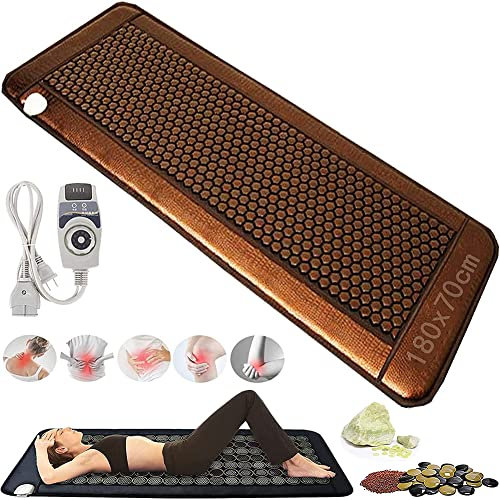 Heating Pads, Far Infrared Heating Amethyst Mat, Heat Mat Infrared Mat Natural Healing Stones Tourmaline & Germanite With Smart Controllers Relieves Aching Muscles,