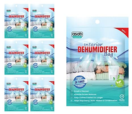 ASAB Interior Dehumidifier Moisture Absorber Bag Condensation Control with Calcium Chloride Beads High Absorption Damp Remover Prevents Mould and Odours for Home Wardrobe Office