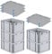 SuperSparSet 5x Eurobox NextGen Grip mit Auflagedeckel & 4 blauen Schiebeschnappverschlüssen, HxBxT 22x30x40cm, 20L, Griffe geschlossen, Glatter Boden, Eurobehälter Transportbox Transportbehälter