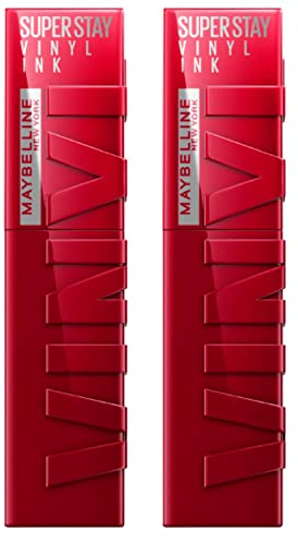 Maybelline New York SuperStay Vinyl Ink Lippen Farbe 55 Royal Brillant und Hell, Vinyl-Effekt mit Lebensdauer bis zu 16 Stunden Formel No Transfer - 2 Lippenstifte