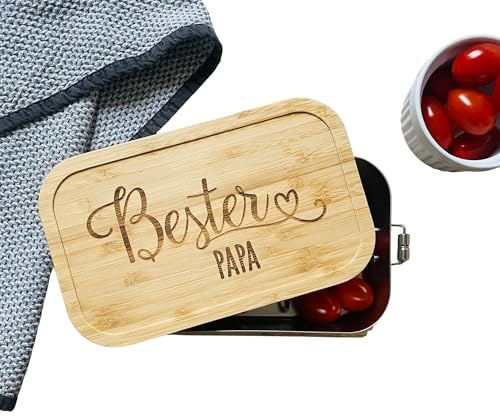 Brotdose Papa | Lunchbox personalisiert | Edelstahl Brotdose | Brotdose für Erwachsene | Edelstahl Brotbox mit Gravur
