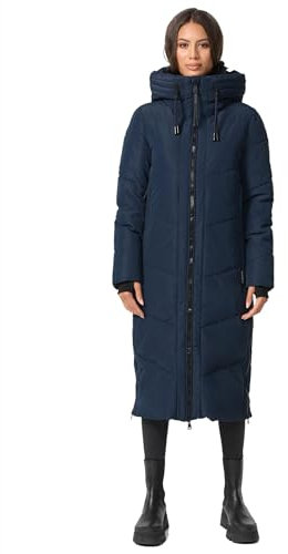 MARIKOO Damen Winterjacke Wintermantel Parka lange Winter Stepp Jacke B979 [B979-Nadar-Navy-Gr.XS]