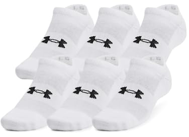 Under Armour Unisex-Adult Training Cotton No Show Socks 6 Pack, (100) White/White/Black, Large