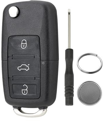 3-Tasten Gehäuse der Fernbedienung Auto Schlüsselgehäuse Kompatibilität für Volkswagen Golf Passat Bora Transporter, Seat Ibiza Leon mit Schraubendreher und Schlüsselring und CR2032Batterie