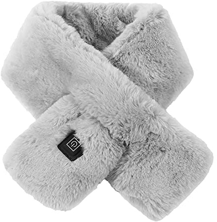Faxianther USB Beheizter Schal Einstellbarer Temperatur Plüsch Elektrisch Weiche Warme Schal USB Heizschal Nackenwärmer Waschbarer Beheizbarer Halswärmer Herren Damen Herbst Winter Outdoor Wärmeschal