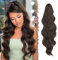 FESHFEN Pferdeschwanz Haarteil Haarverlängerung mit Kordelzug 60cm Pferdeschwanz Verlängerung Synthetik Wellig Locken Haarteil Ponytail Extension für Frauen, Mittleres Kastanienbraun