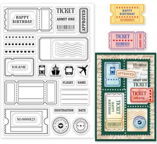 GLOBLELAND Ticket Poststempel, Klare Stempel Für Karten, Reiseanhänger, Siegel, Transparente Stempel Für DIY, Scrapbooking, Fotoalbum, Tagebuch, Heimdekoration