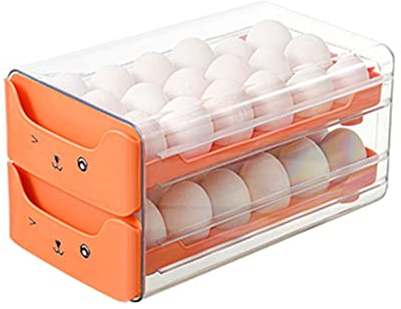 Conteneur de Stockage D'œufs à Double Couche, Tiroir à œufs Transparent à Fente Indépendante Allongée pour Réfrigérateur (ORANGE)