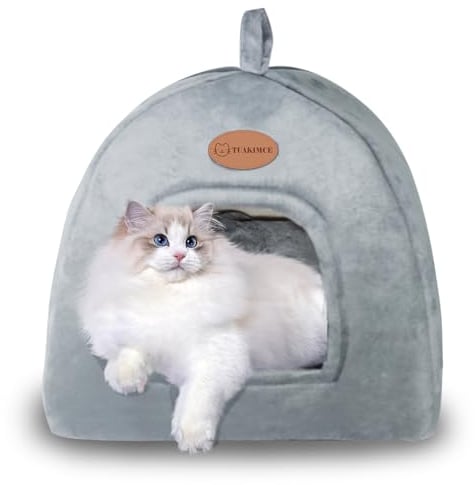 TUAKIMCE Katzenhöhle Katzenbett,Katzenbetten für Hauskatzen,Waschbares Katzenhaus Haustierbett,Weiches Komfort Zelt Katzenstreu Bett, Warme Katzenhöhle Beruhigendes Bett für Katzen Hunde Schlafen