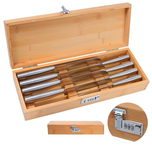 Biobasedon Knife Box - Bamboo Kitchen Safe Lock Box, Child Proof Knife Storage Box, Kitchen in a Box with Combination (Knives Not Included)