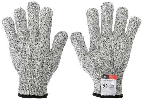 PATIKIL Cut Resistant Gloves, 1 Pair Level 5 Protection Anti Cutting Gloves Cut Proof Gloves for Kitchen Wood Carving Working, Large, Gray