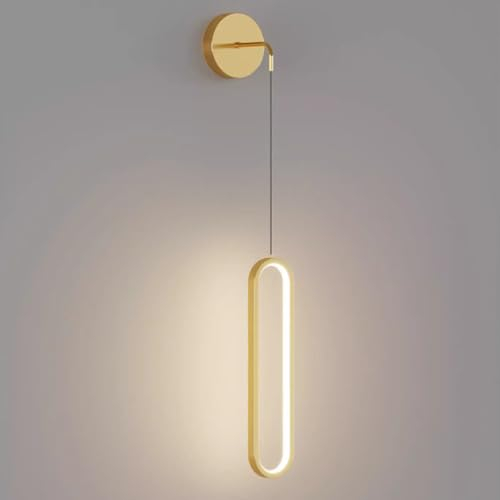Wandleuchte Innen Wandlampe Modern - Gold aus Metall Design Wandbeleuchtung Vintage Kreatives Bettlampe 18W Nachttischlampe Kreative Runde Ring Wandlicht für Wohnzimmer Schlafzimmer Flur (Gold)