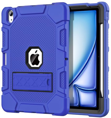 Azzsy Étui pour iPad Air 11 version 2024, iPad Air 5e/4e génération 10,9 (2022/2020), coque de protection robuste et résistante aux chocs pour iPad Air 6e/5e/4e, bleu foncé
