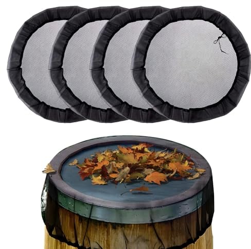 JOLIGAEA 4 Piezas Red Protectora para Barril de Lluvia, 95cm Cubierta Malla Lluvia con Cuerda de Tracción, Cubierta para Barril Ajustable, Cubierta Protectora contra Las Hojas y los Mosquitos