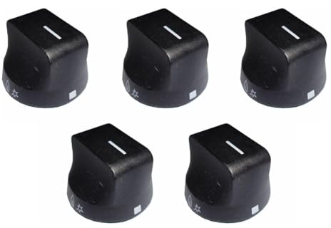 FIGEVIDA Kit 5 manopole serigrafate colore nero 3550377349-3550503340 - 50299655006 per cucina piano cottura 4 e 5 fuochi comandi frontali linea soft - M4460/KIT per Rex Aeg Zanussi Zoppas