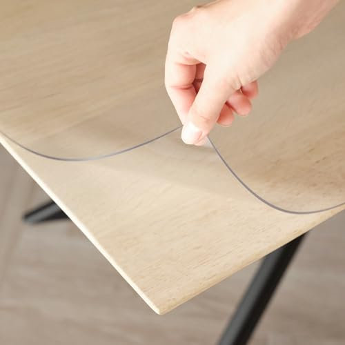Trente Tischfolie 2mm dick - Tischschutz mit abgeschrägten Kanten - transparente Tischdecke Eckig - Schutztischdecke Größe wählbar - Schutzfolie Abwaschbar - 110x220 cm