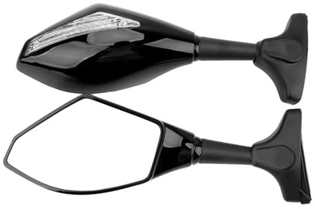 Lenkerendenspiegel Motorrad EIN Paar Blinker Integrierte Seite Spiegel Rückspiegel Universal Motorrad Blinker Spiegel Chopper Spiegel(Black)
