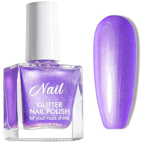 Purple Shimmer Pearl Nail Varnish - Pearlescent Purple Quick Dry Water Base Breathable Glossy Shine Long Lasting Nail Polish